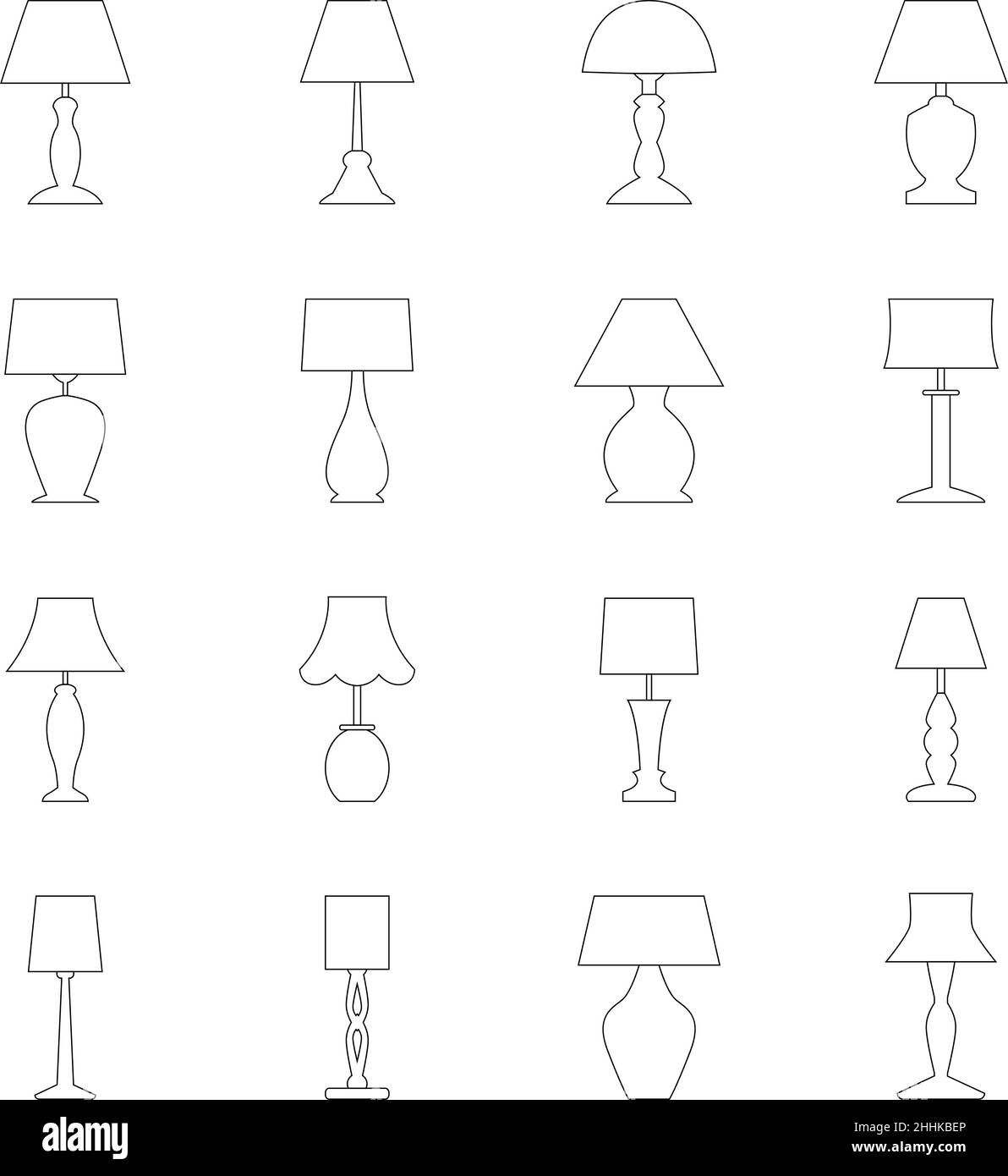 Set of contours of lamps, vector illustration Stock Vector