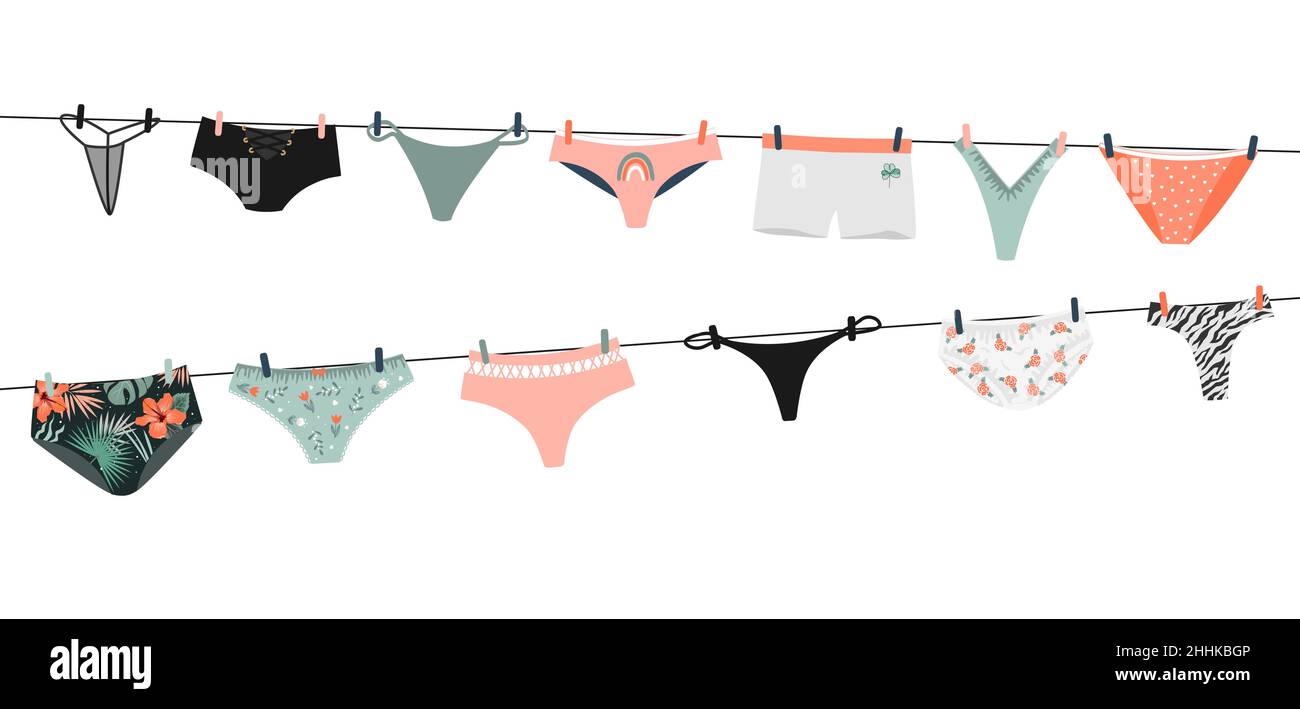 Types of panties for women stock vector. Illustration of