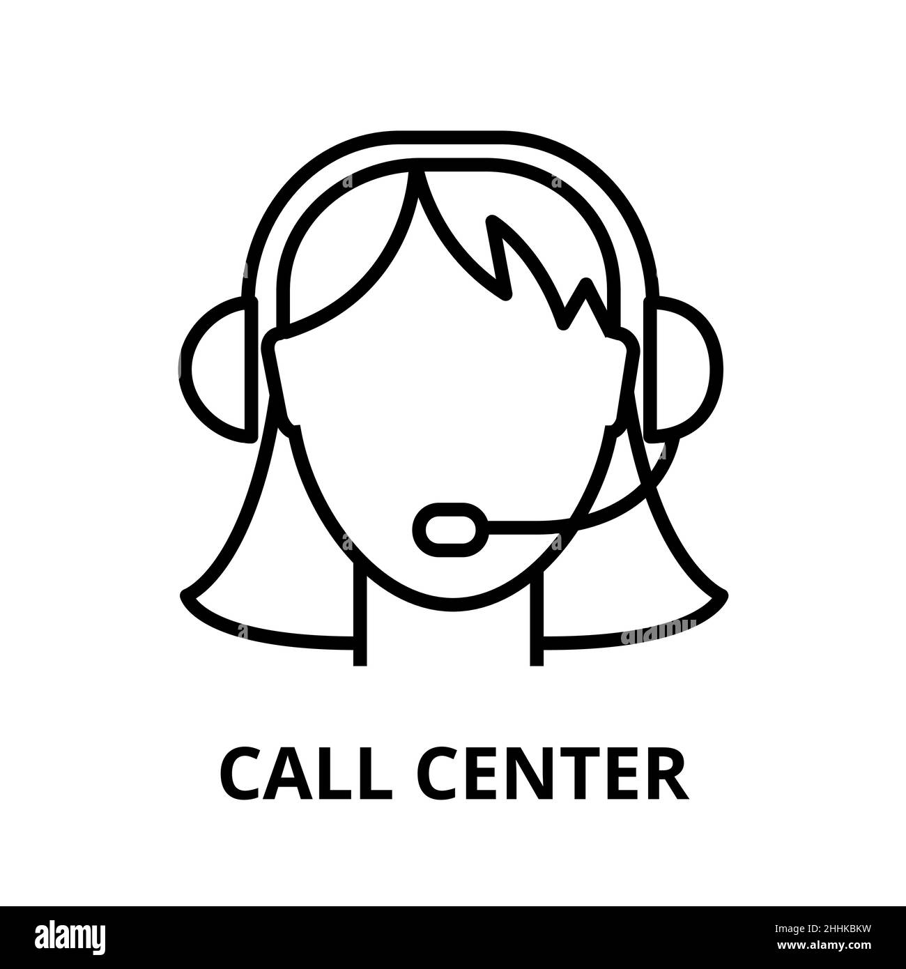 Modern editable line vector illustration, call center icon, for graphic and web design Stock Vector