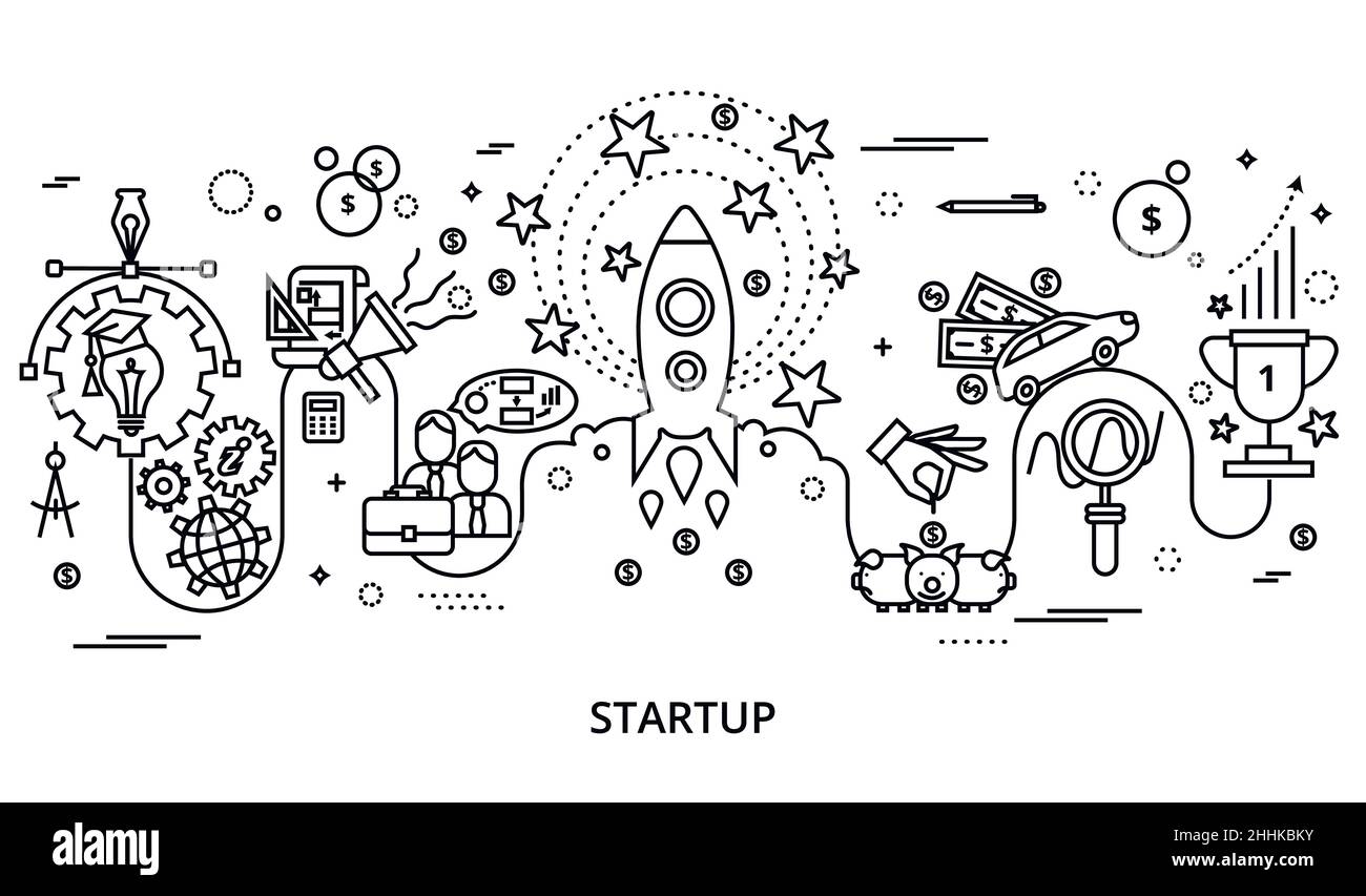 Modern editable vector illustration, concept of startup project, business strategy and innovation development, for graphic and web design Stock Vector