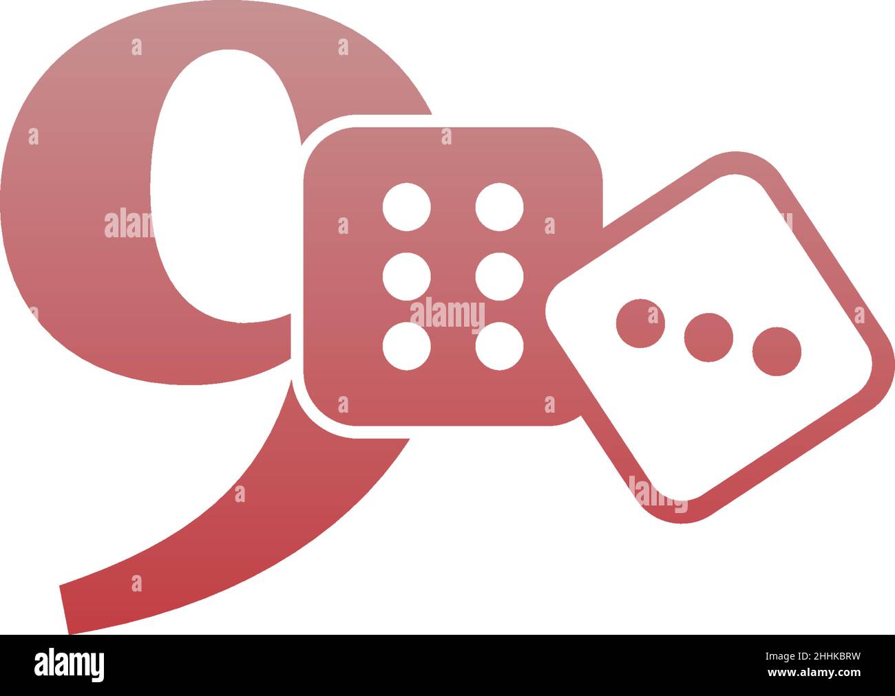 Number 9 with dice two icon logo template vector Stock Vector