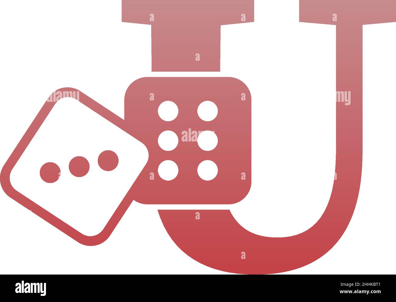 Letter U with dice two icon logo template vector Stock Vector