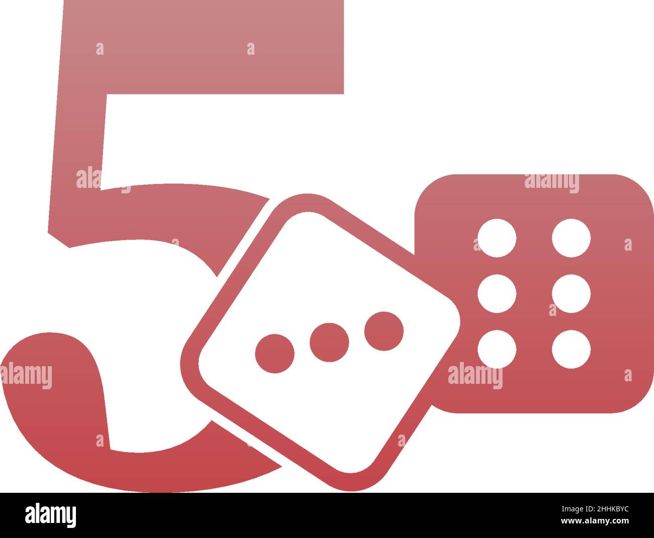 Number 5 with dice two icon logo template vector Stock Vector