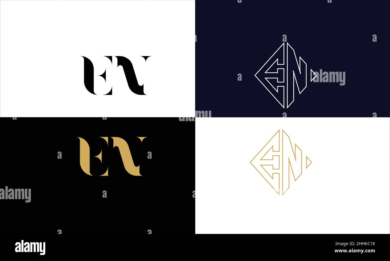 EN, NE Abstract Letters Logo  Monogram Stock Vector