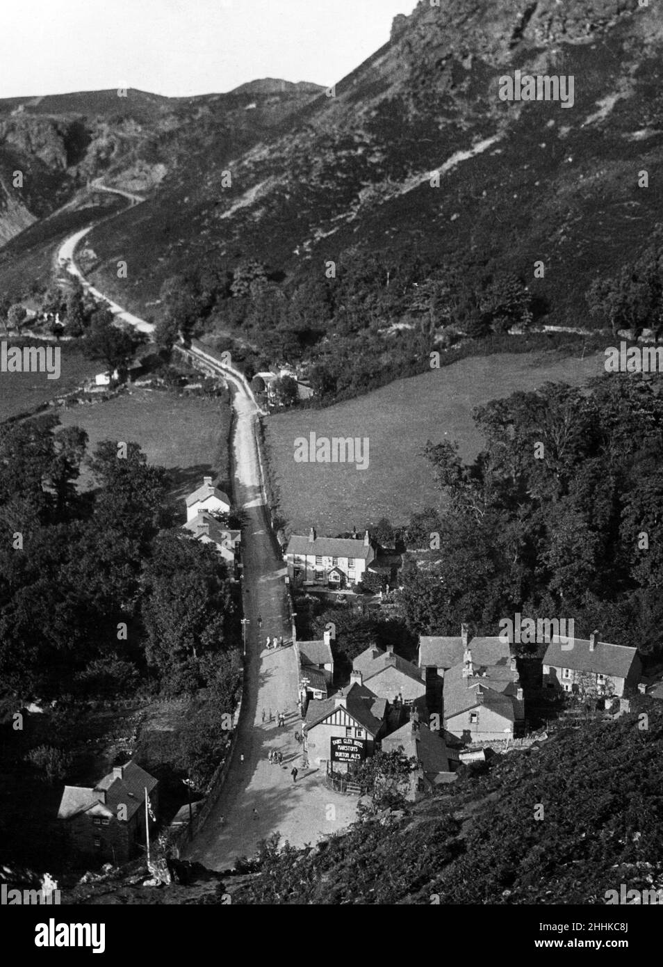 Looking down on Dwygyfylchi, nestling on the foot of the Sychnant Pass. 28th April 1933. Stock Photo