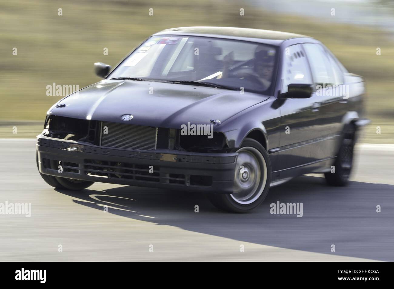 Modified and tuned BMW E34 for drifting on the track Stock Photo