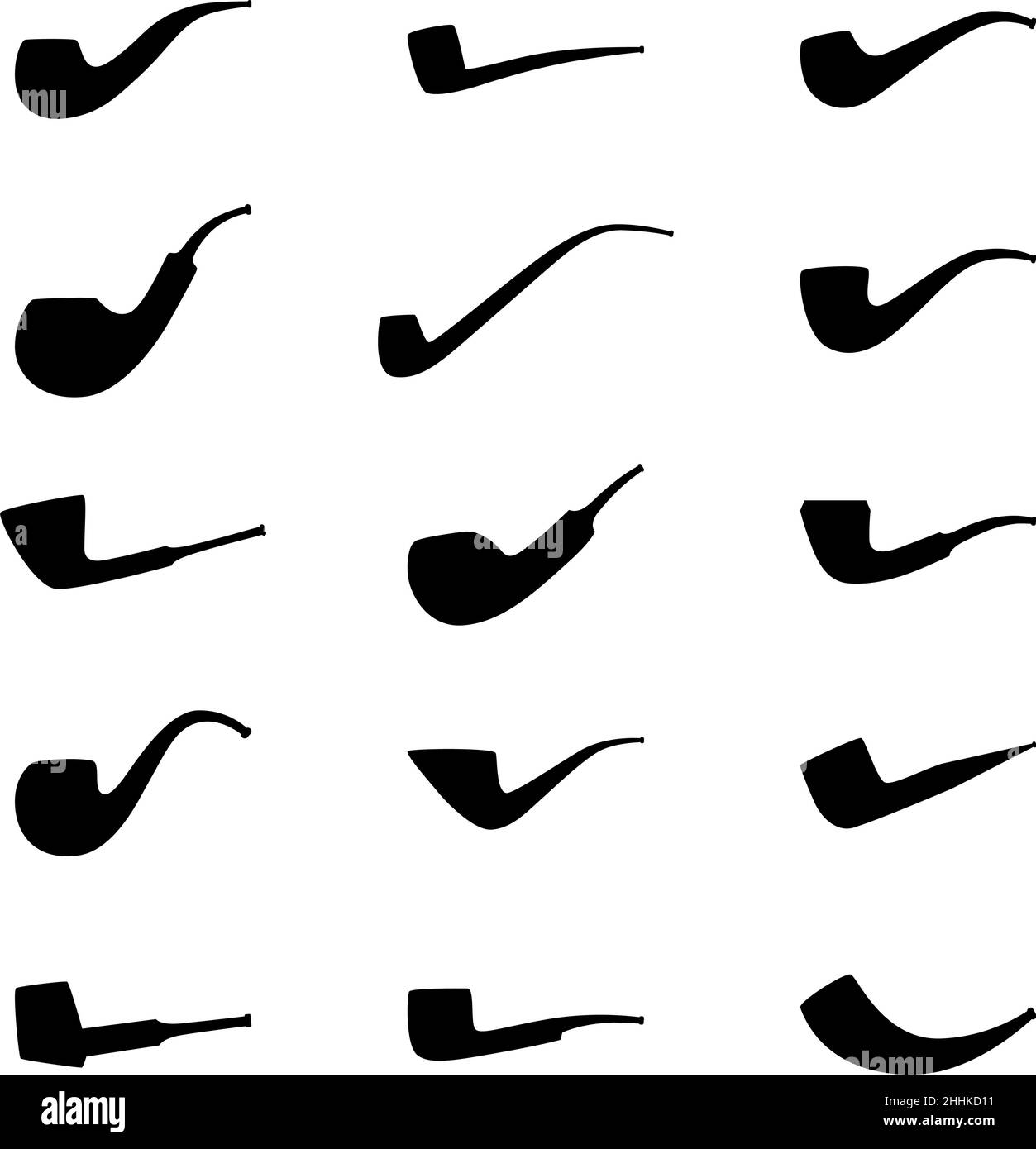 Set of silhouettes of tobacco pipes, vector illustration Stock Vector