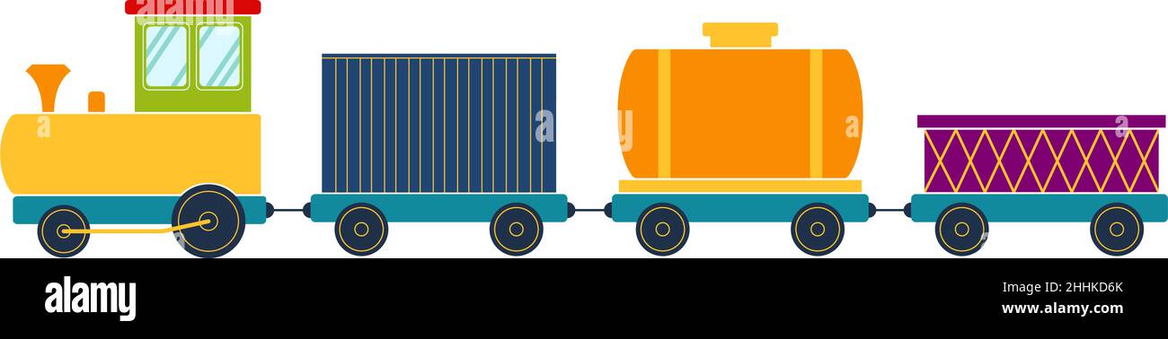 Bright toy train, vector illustration Stock Vector