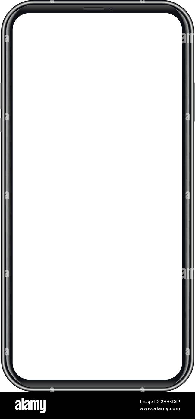 Modern black smart phone on white background. Realistic vector ...