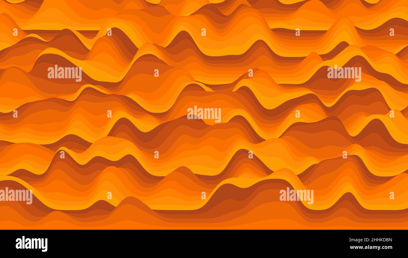 Retro orange stripes distorted backdrop. Procedural vintage ripple ...
