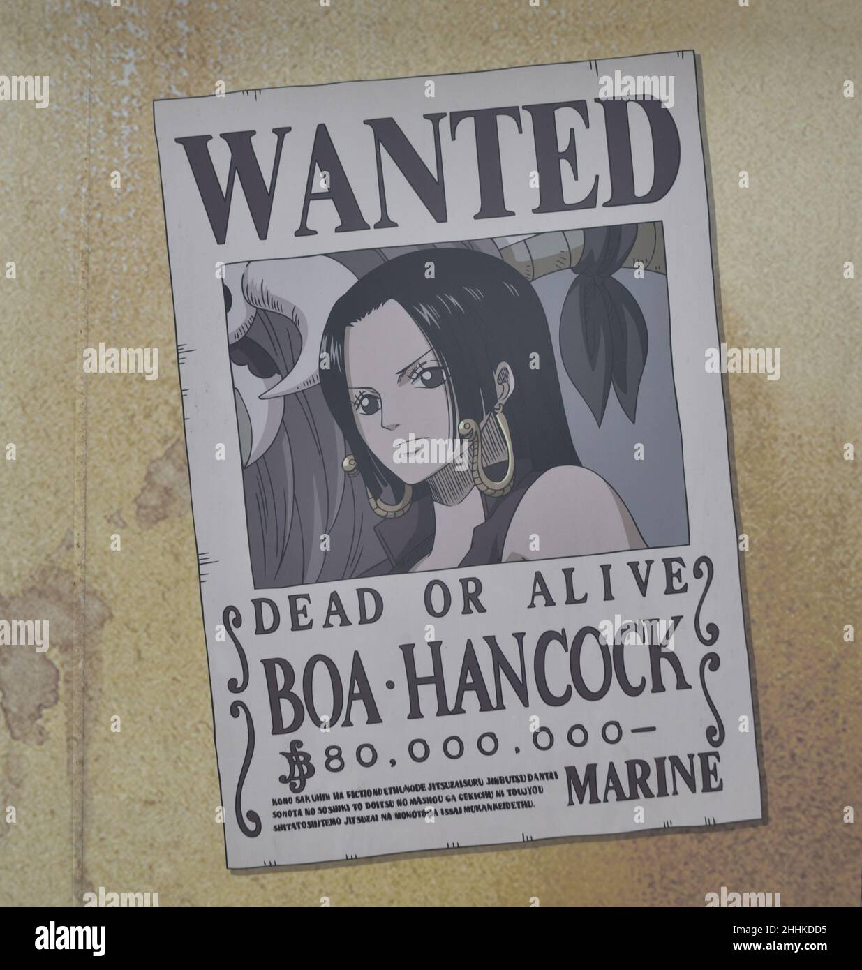 Wanted post for character Boa Hancock of Japanese manga One Piece Stock Photo