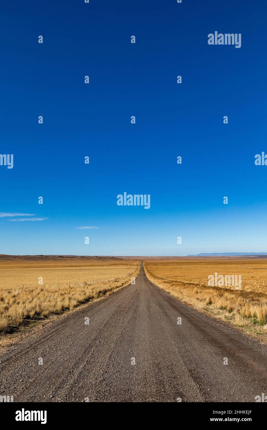 USA, Nevada, Winnemucca, Empty desert road and blue sky Stock Photo Alamy