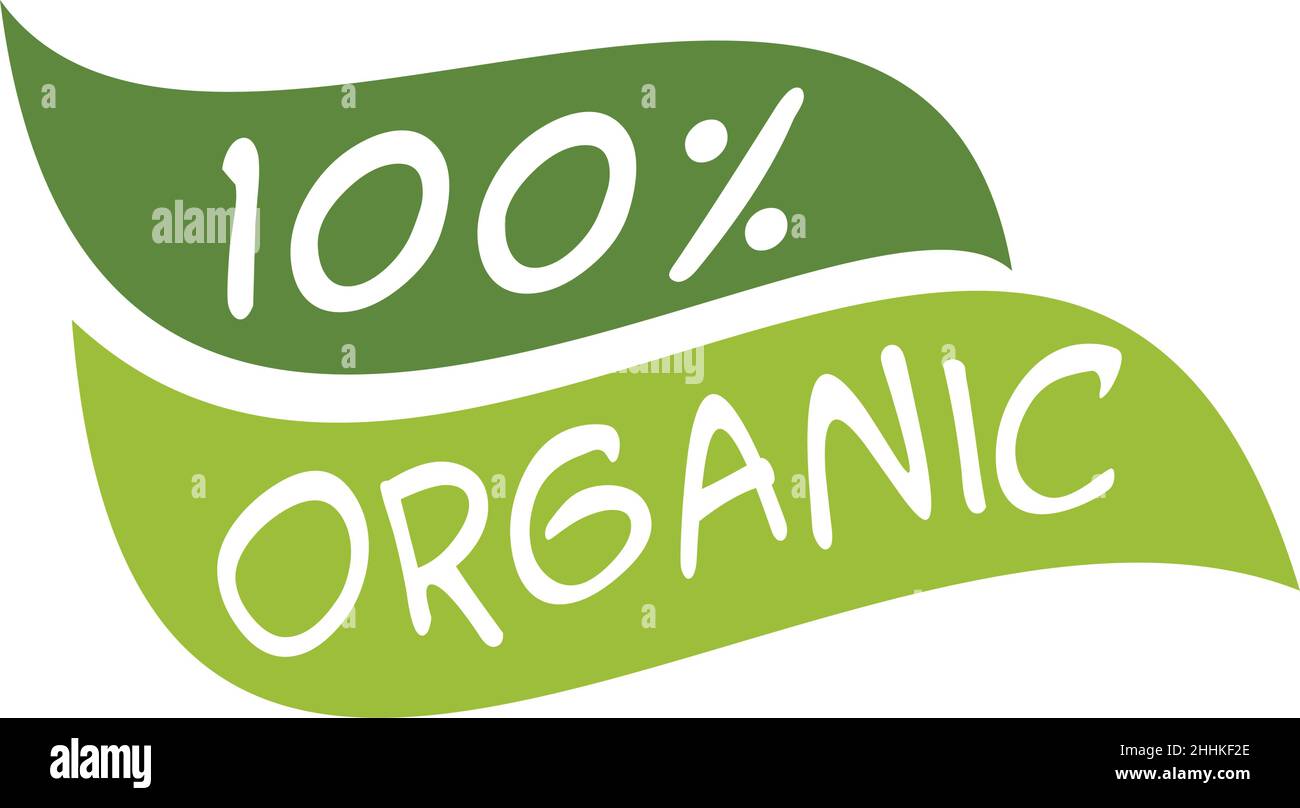 Organic 100% sticker, vector illustration for graphic and web design Stock Vector