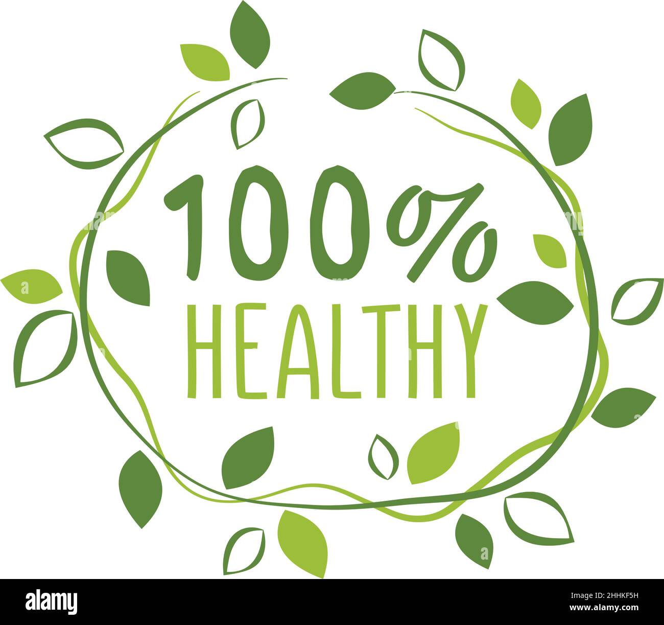 Healthy 100% sticker, vector illustration for graphic and web design Stock Vector