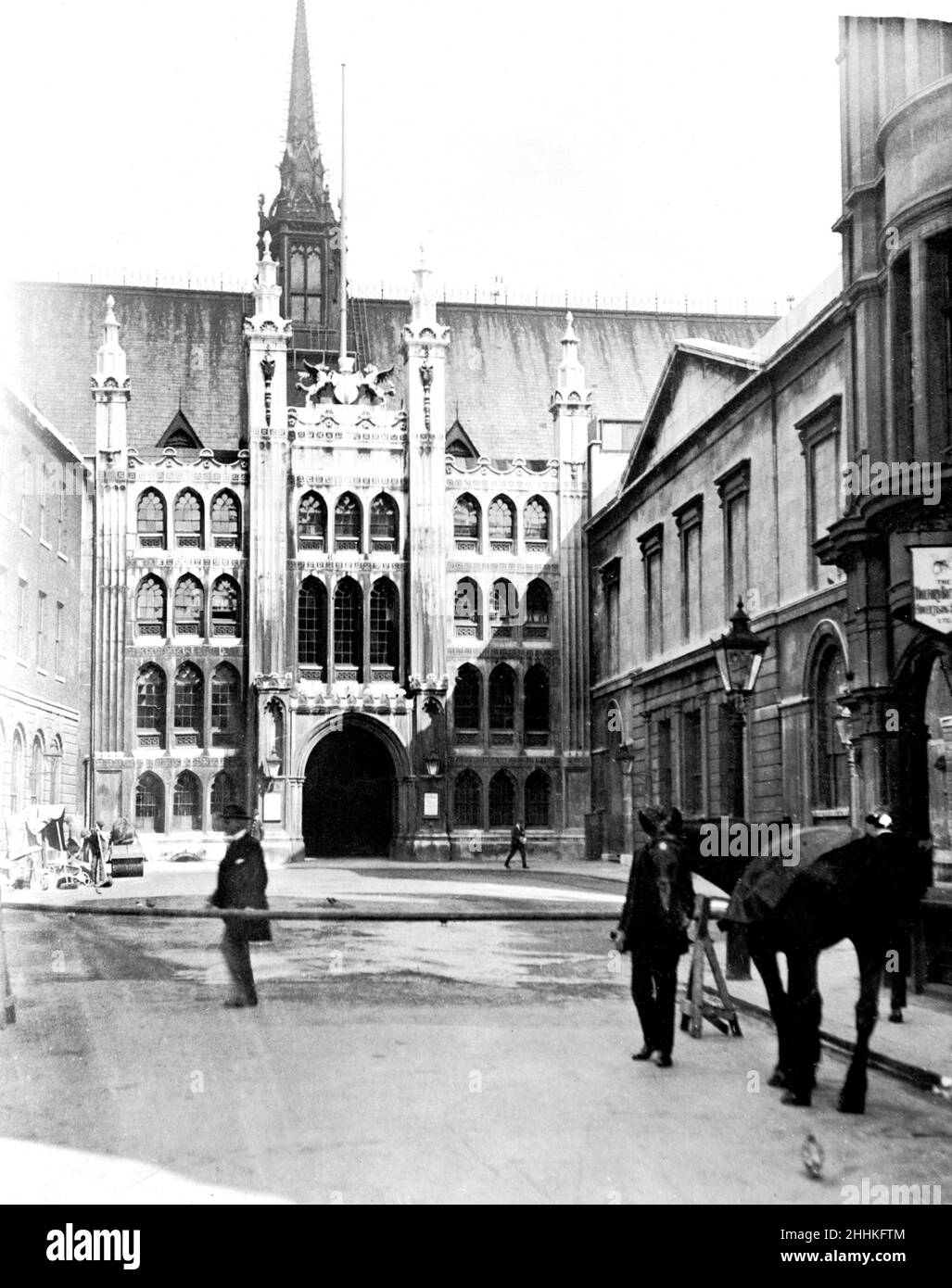 The Guildhall in the City of London seen here in the late 1930s before it was damaged in the Second Great Fire of London (December 1940) The building is several hundred years old, and is still the ceremonial and administrative centre of the City of London Stock Photo
