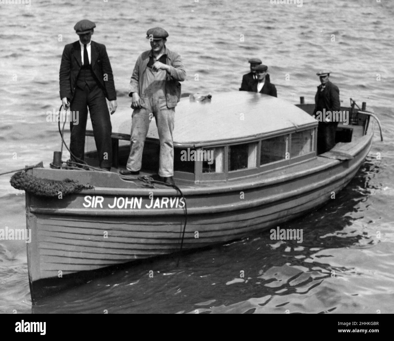 The motor boat given by Sir John Jarvis to the Earl Beatty Lodge of ex-naval men at Jarrow after being named by Mr Richard Jones. 1st June 1936. Stock Photo