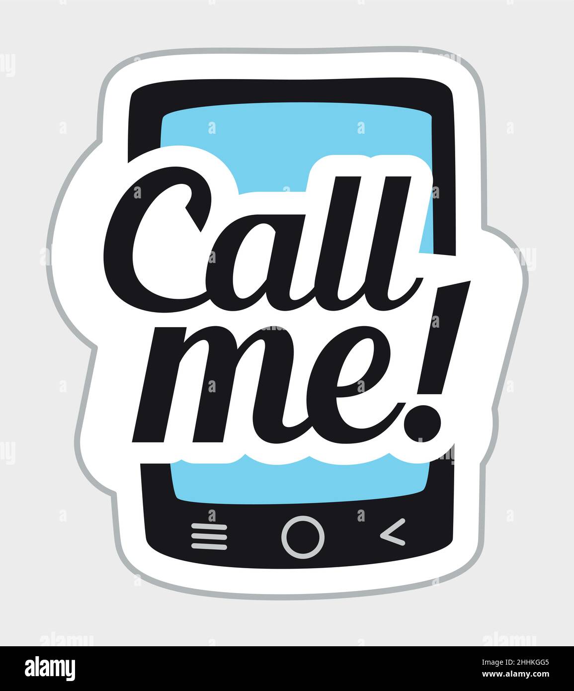 Call Me sticker in retro style. Vector illustration isolated on white background Stock Vector