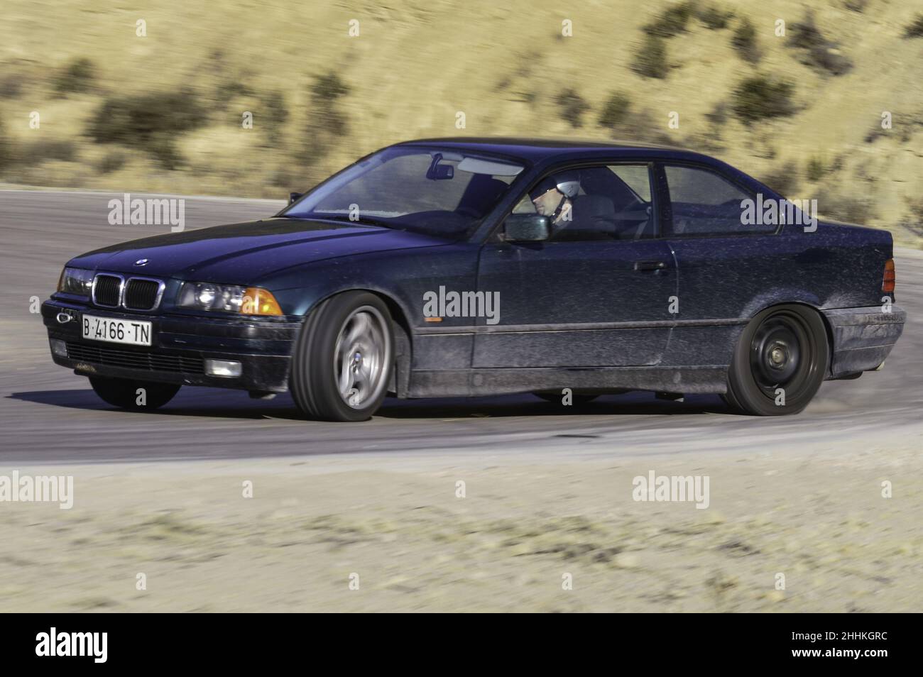 Modified and tuned BMW E34 for drifting on the track Stock Photo