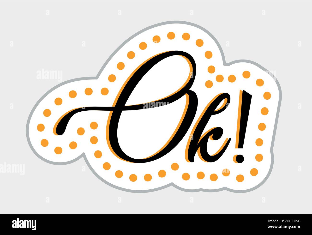 OK sticker in retro style. Vector illustration isolated on white background Stock Vector