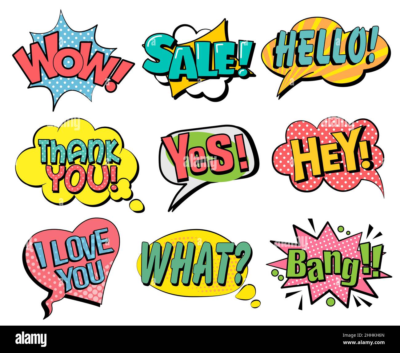 Set of speech bubbles in retro style. Vector illustration isolated on ...