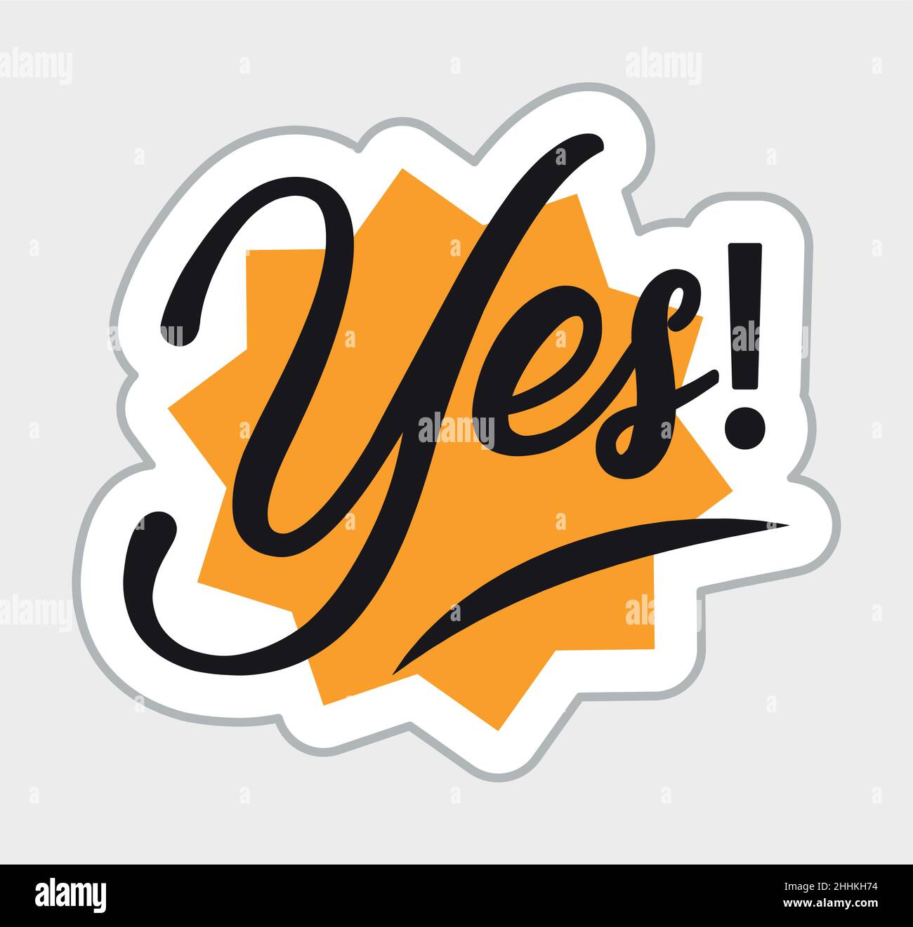 Yes! sticker in retro style. Vector illustration isolated on white background Stock Vector