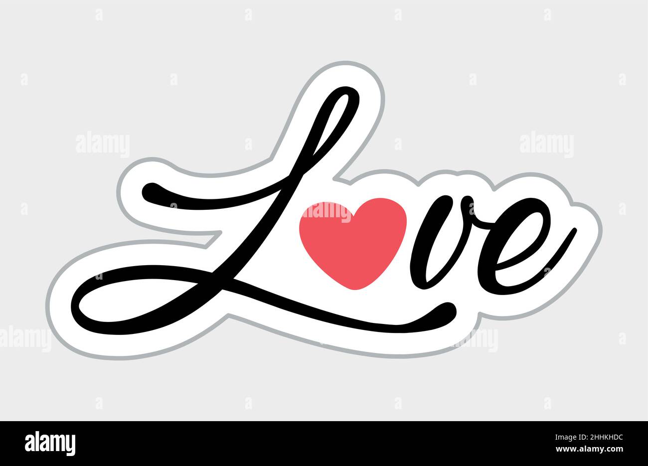 Love sticker in retro style. Vector illustration isolated on white background Stock Vector
