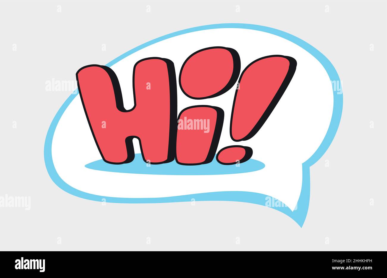 Hi! sticker in retro style. Vector illustration isolated on white background Stock Vector