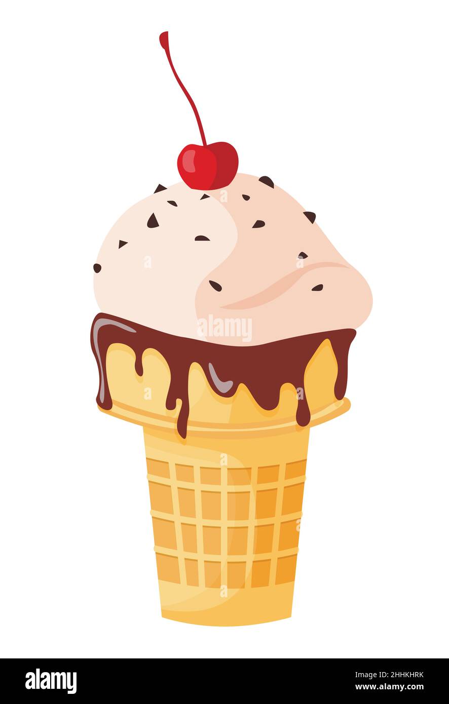 Fruit ice cream on white background, flat vector illustration Stock Vector