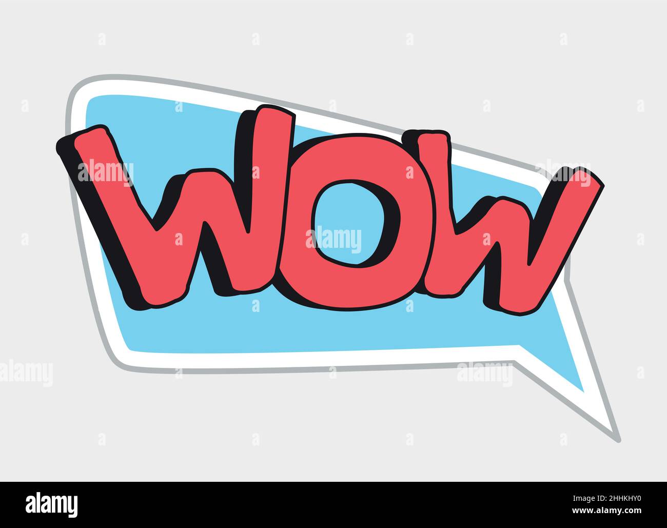 Wow sticker in retro style. Vector illustration isolated on white background Stock Vector