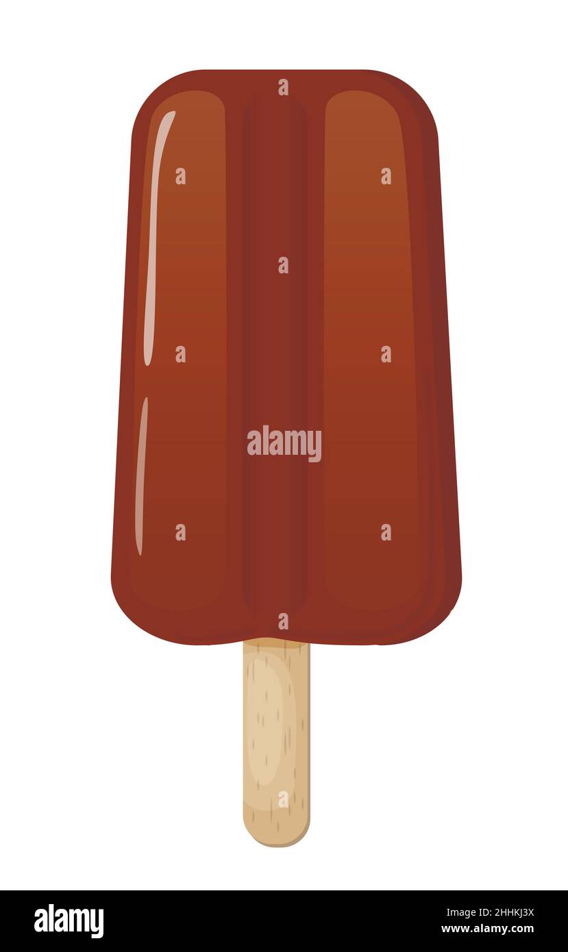 Chocolate ice cream on white background, flat vector illustration Stock Vector