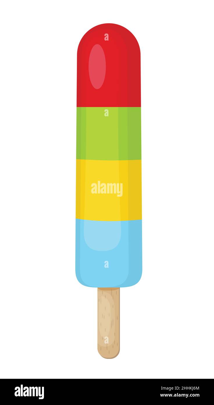 Color ice cream on white background, flat vector illustration Stock Vector