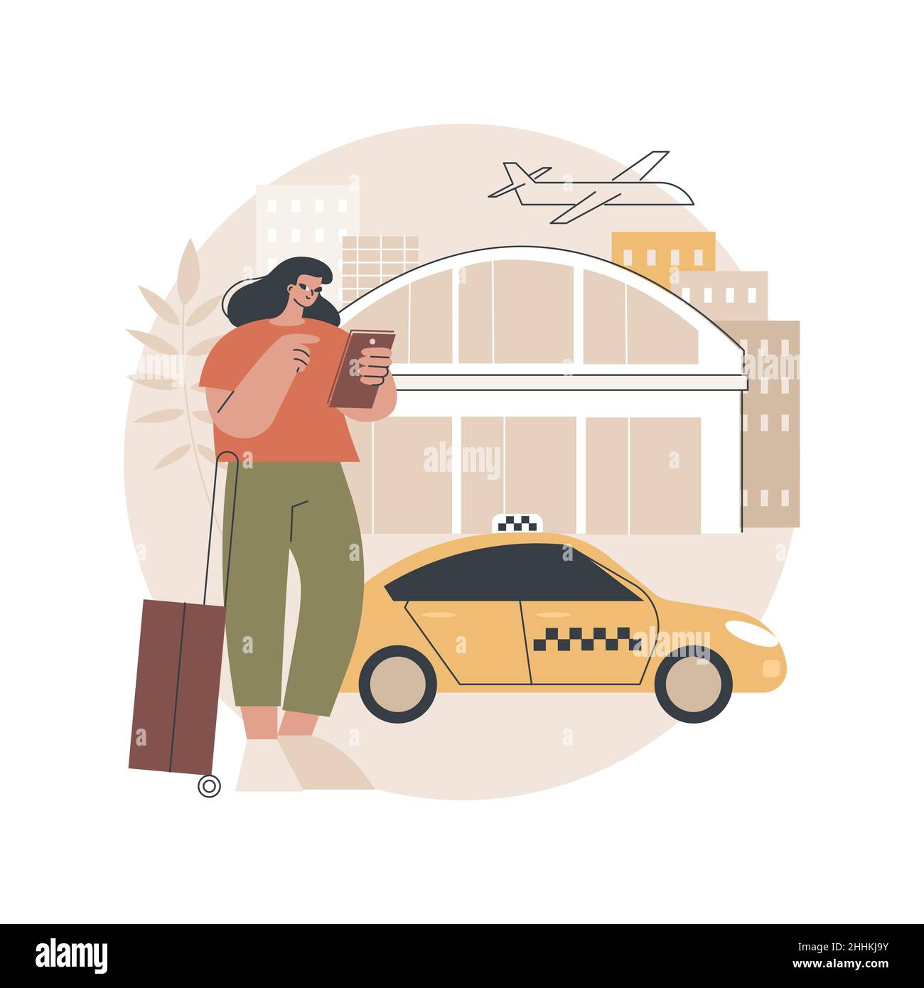 Taxi transfer abstract concept vector illustration. Airport private