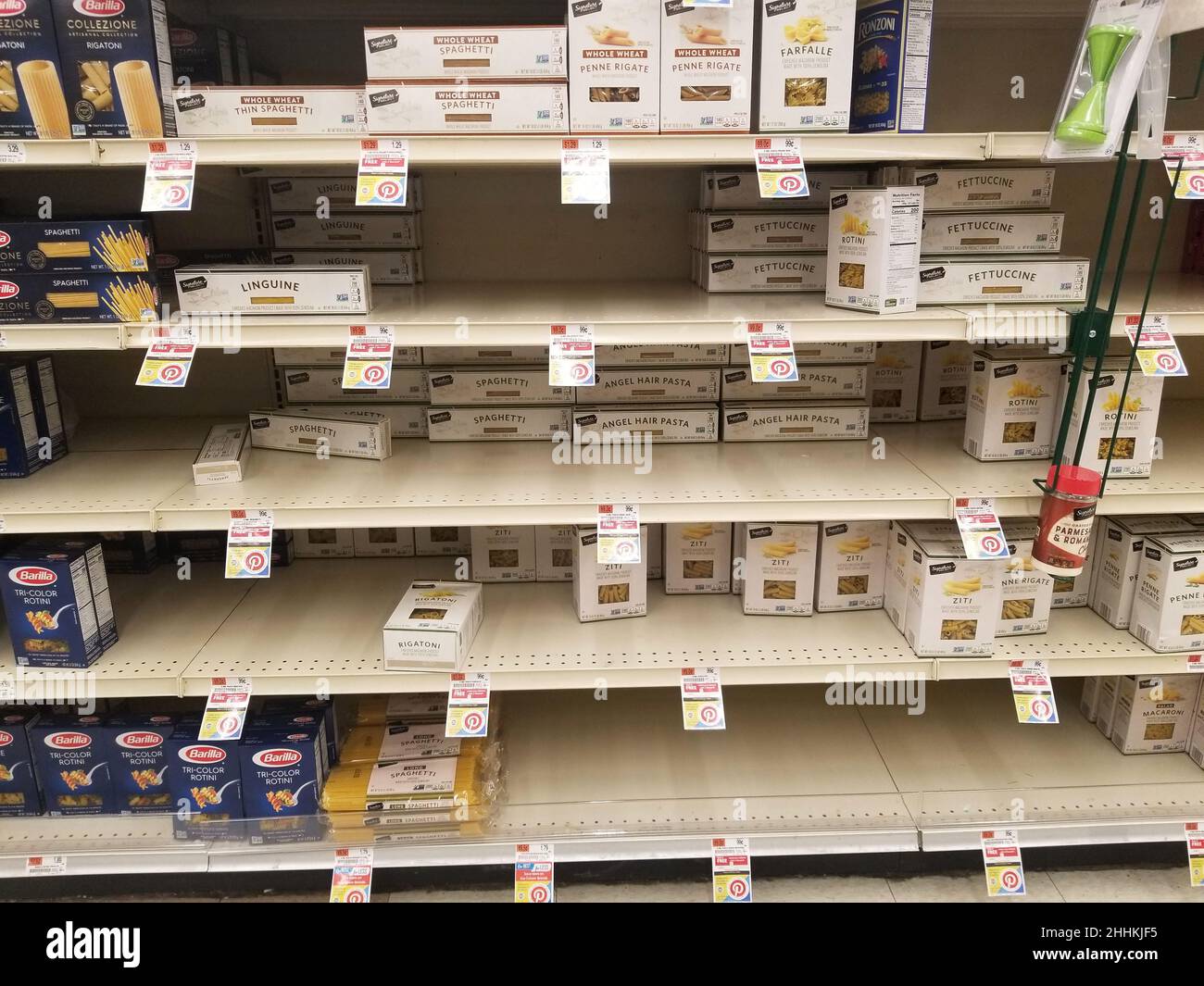 Wilmington, Delaware, U.S.A January 23, 2022 The almost empty shelves at a supermarket due