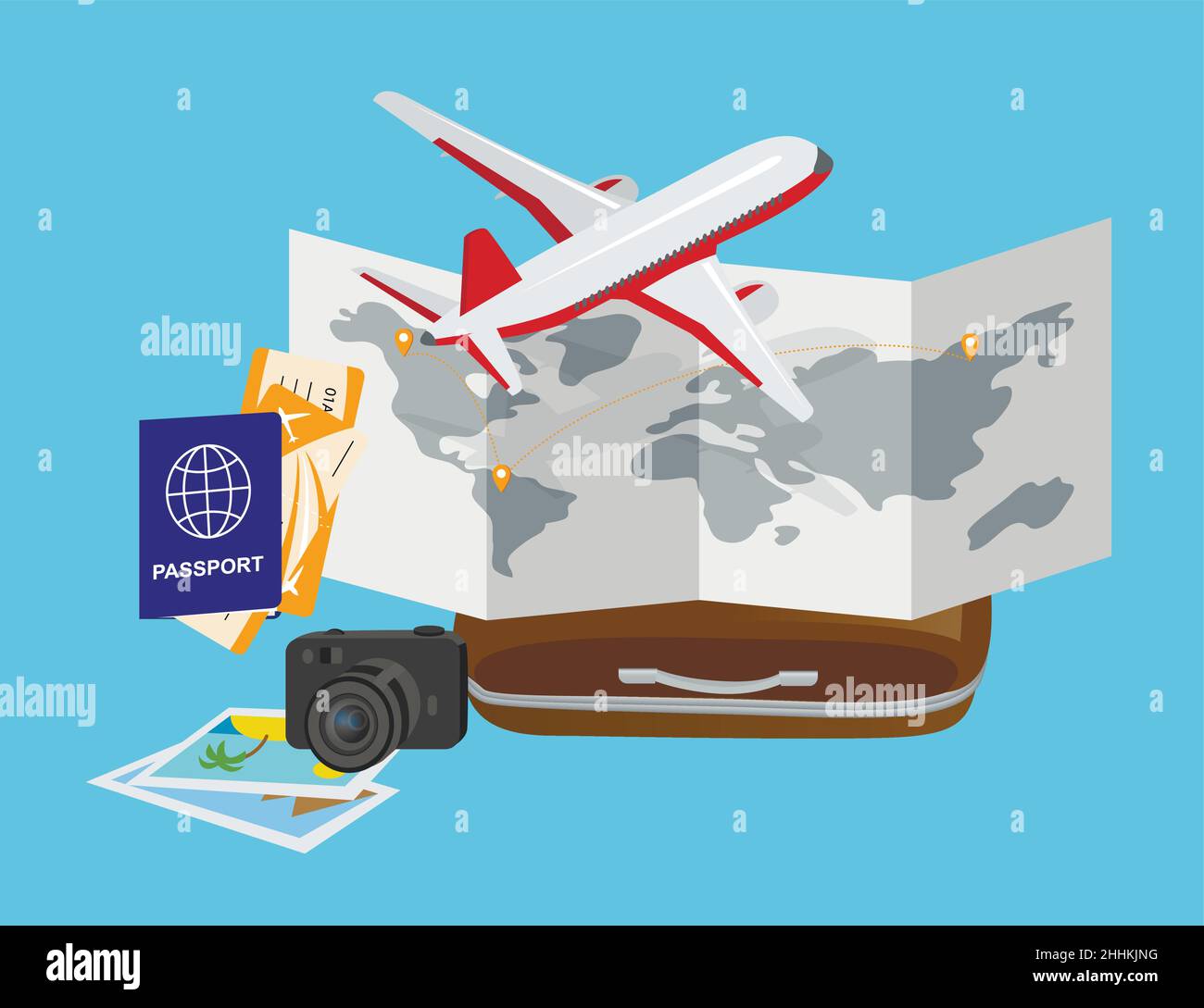 Concept of travelling around the world, journey and trip to other
