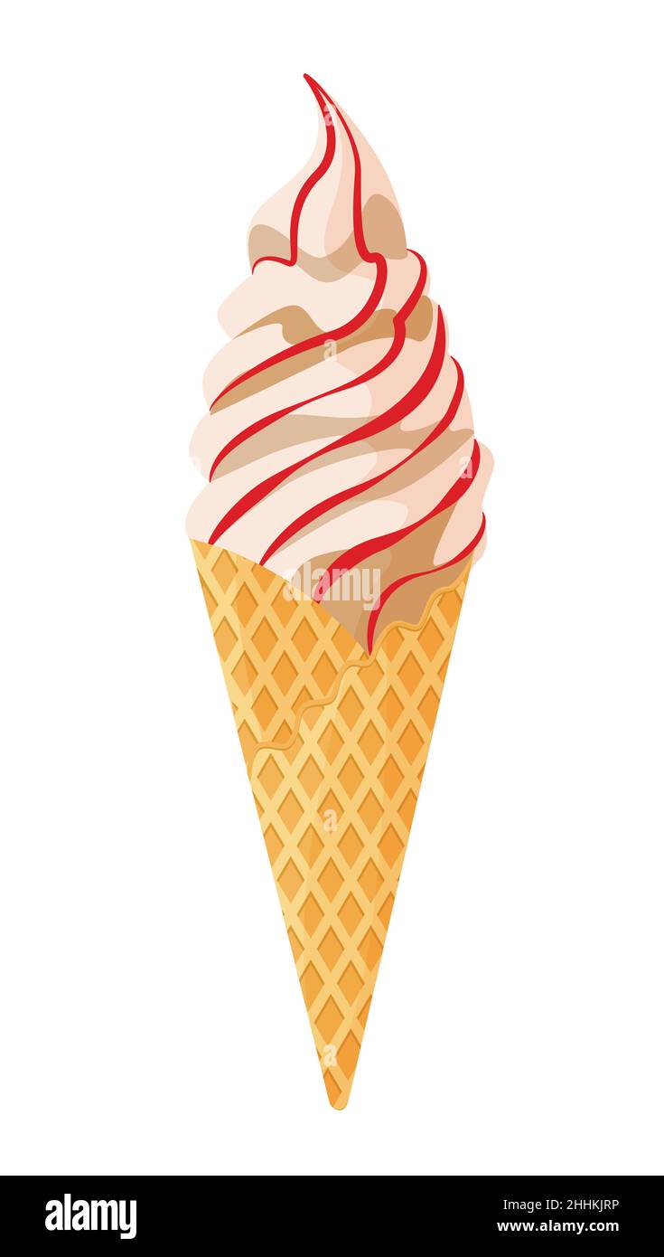 Color ice cream on white background, flat vector illustration Stock Vector