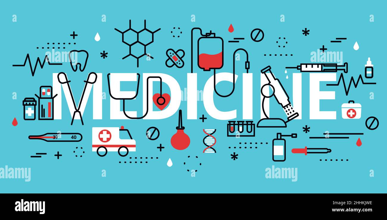 Modern flat editable line design vector illustration, concept of medicine, for graphic and web design Stock Vector