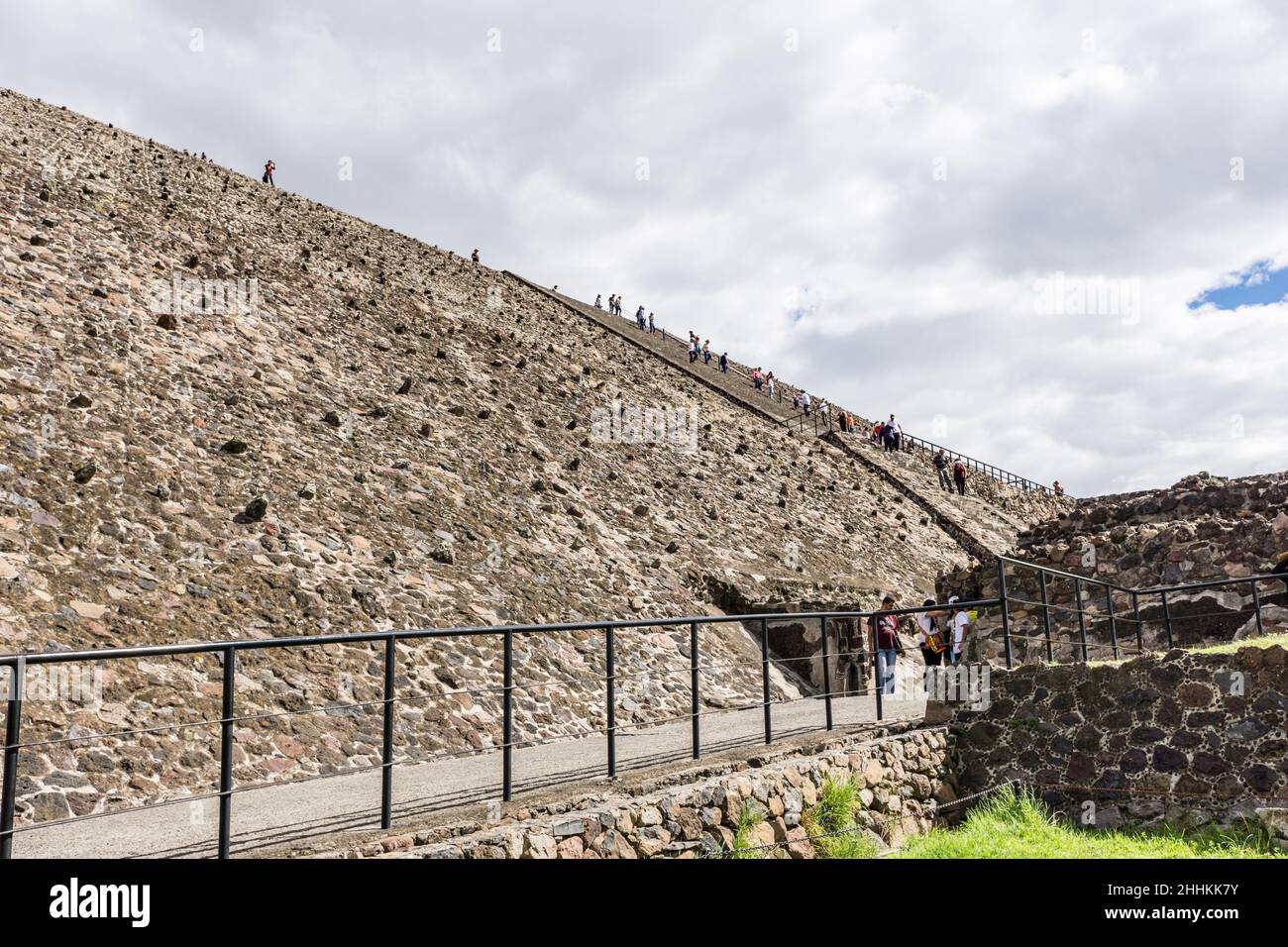 Tourists climb the Pyramid of the Sun at the Teotihuacan archaeological