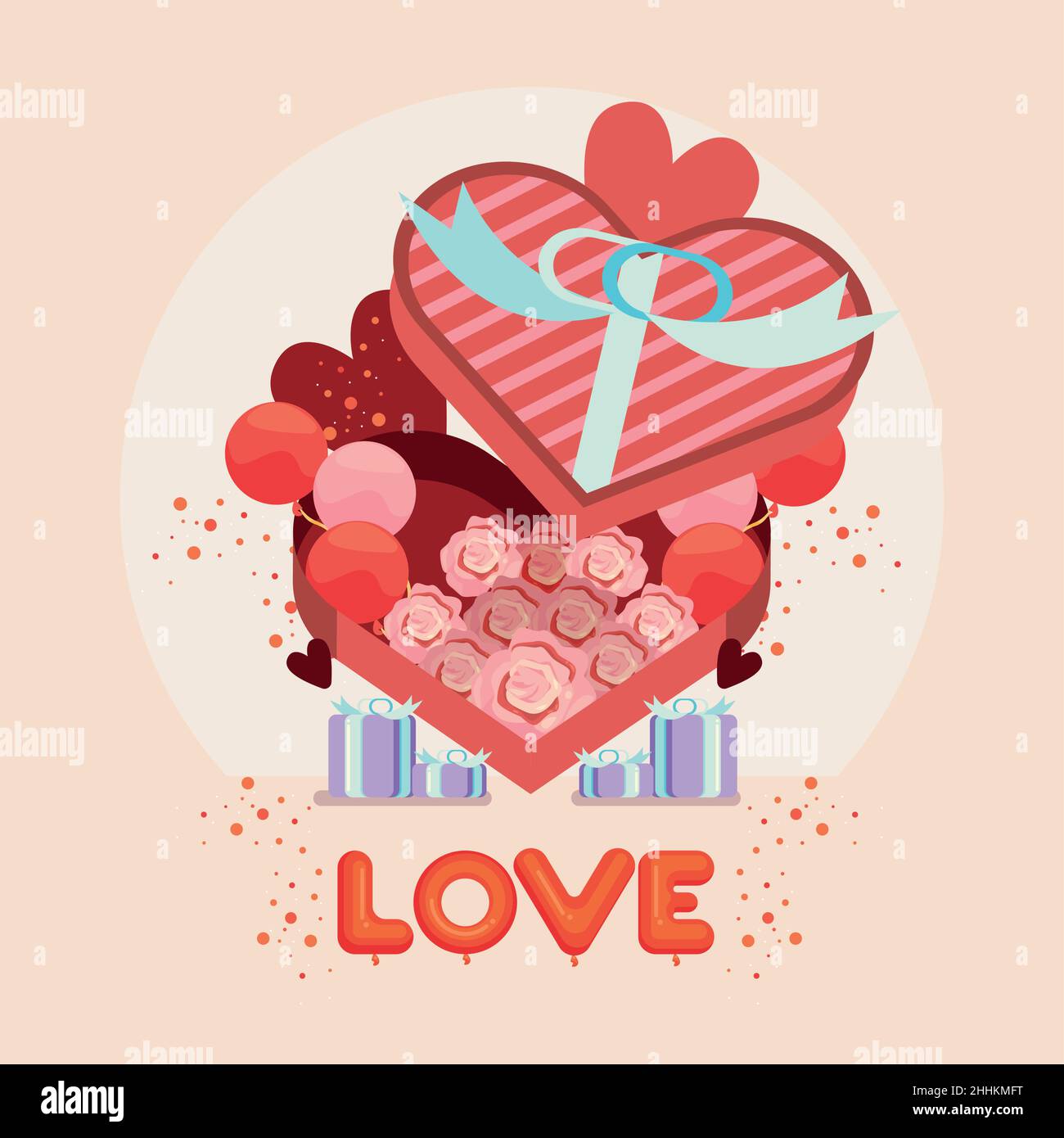 love heart roses box Stock Vector Image & Art - Alamy