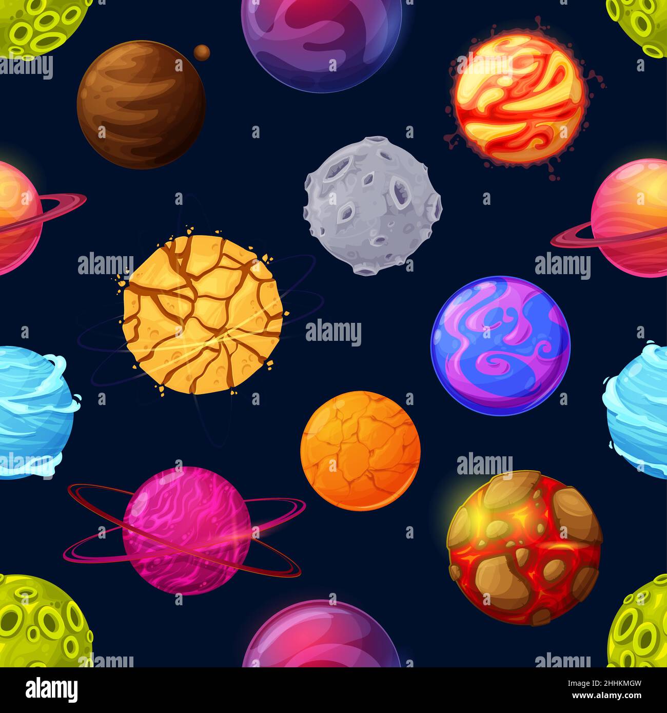 Galaxy space stars and planets seamless pattern, vector universe ...