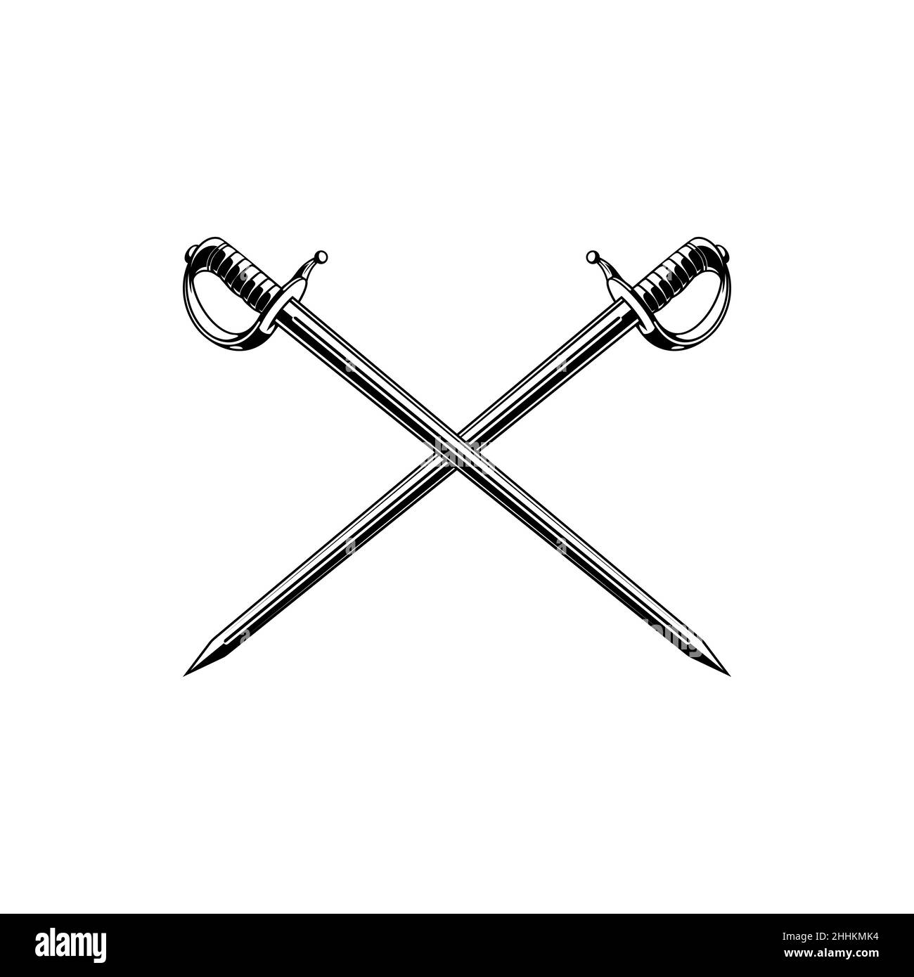 Premium Vector  Crossed swords icon in flat style on a white background  vector illustration