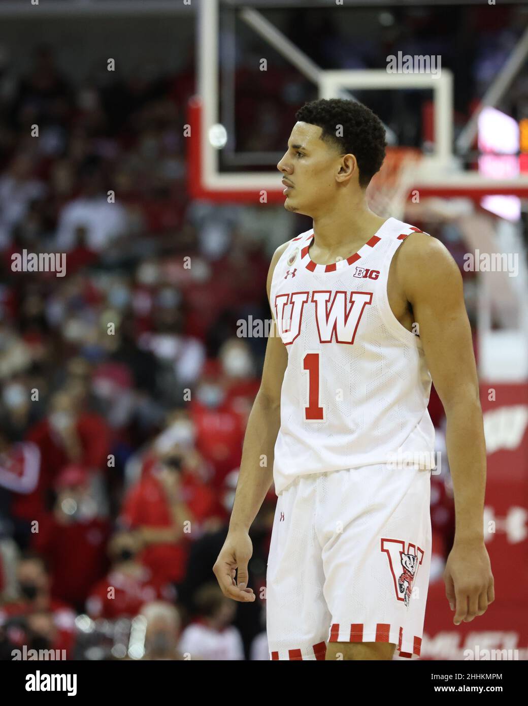January 21, 2022: Wisconsin Badgers guard Johnny Davis (1) during the