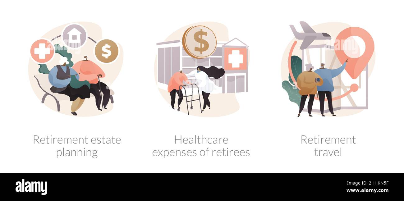 Living on pension abstract concept vector illustrations Stock Vector