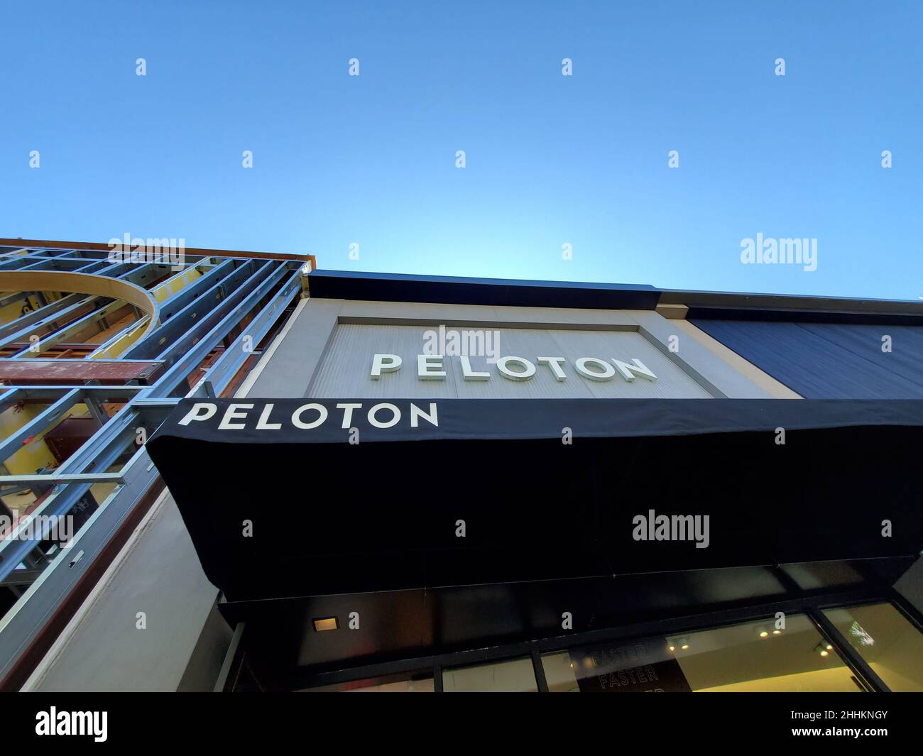 Facade with logo at Peloton store in Walnut Creek, California, July 21
