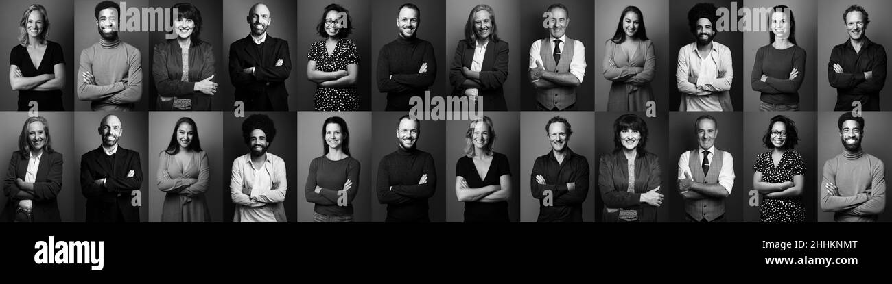 Group happy people mixed race Black and White Stock Photos & Images - Alamy