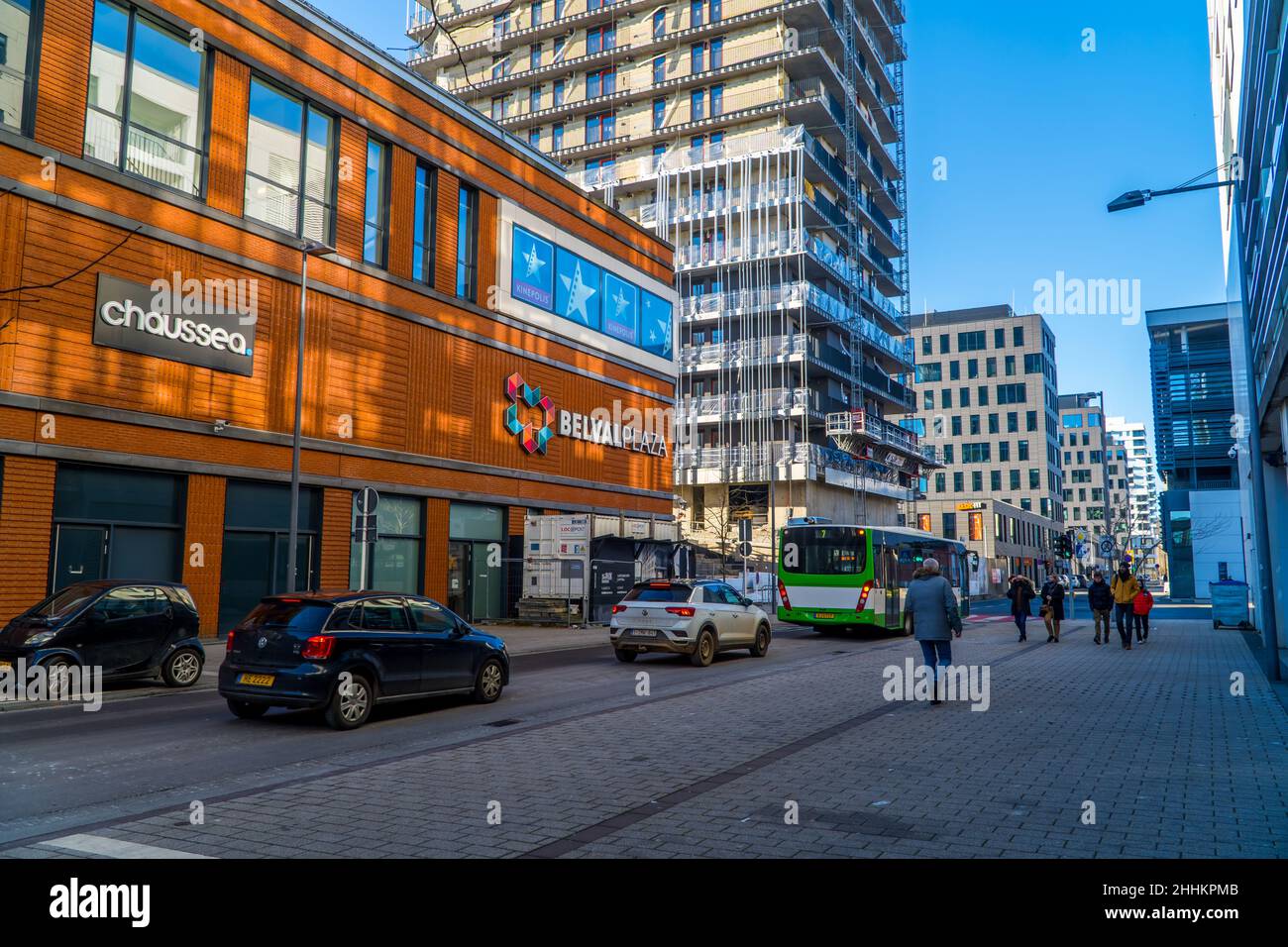 The modern buildings and shops on a sunny day in summer Stock Photo