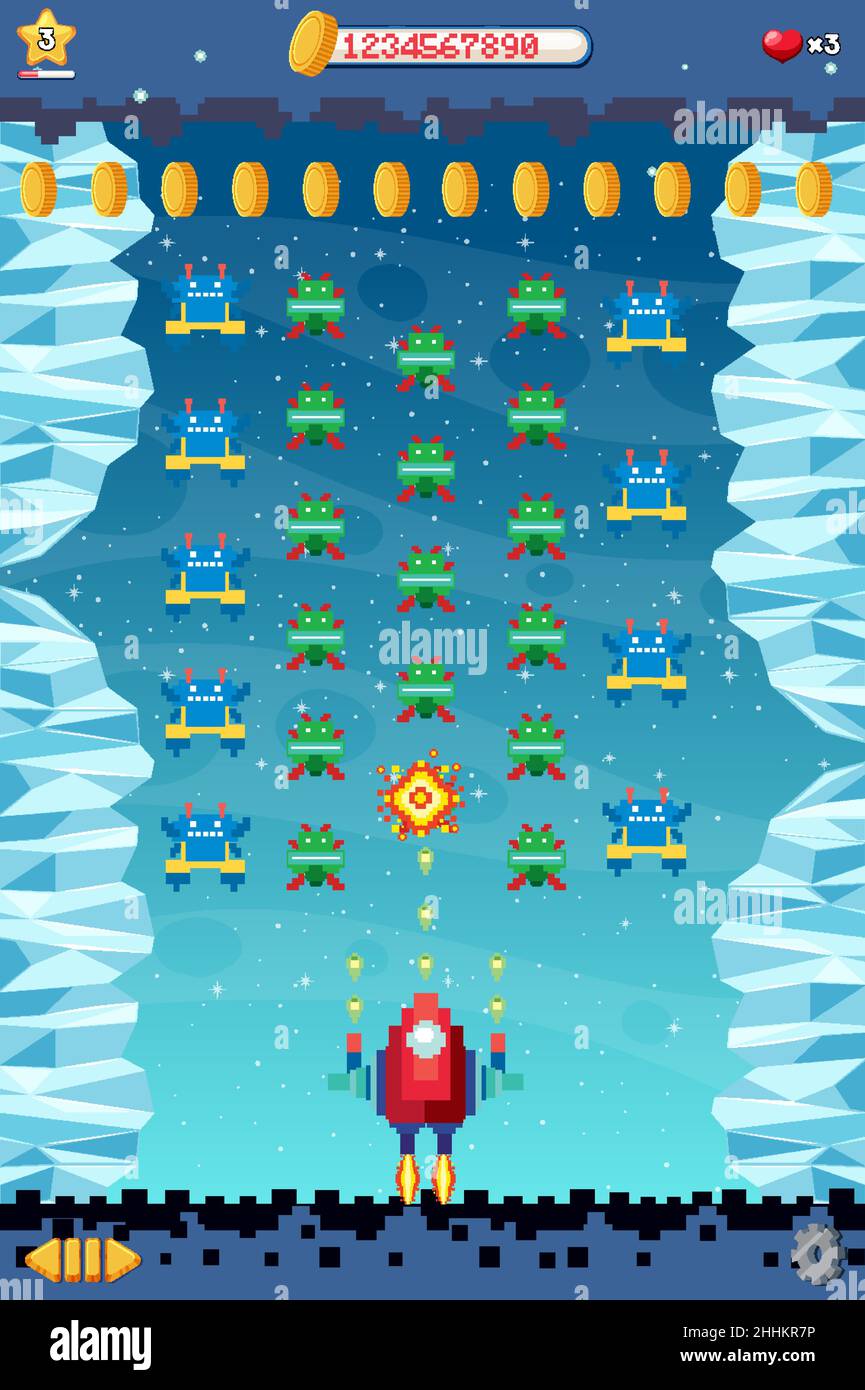 Retro pixel space game interface illustration Stock Vector Image & Art ...