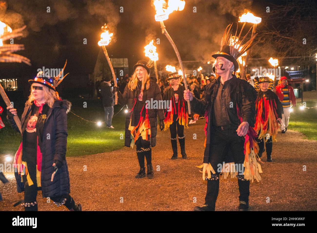 Wassailing at Michelham Priory, Sussex 2022 blessing of the orchards to ensure a good harvest for the year to come. Picture Terry Applin Stock Photo