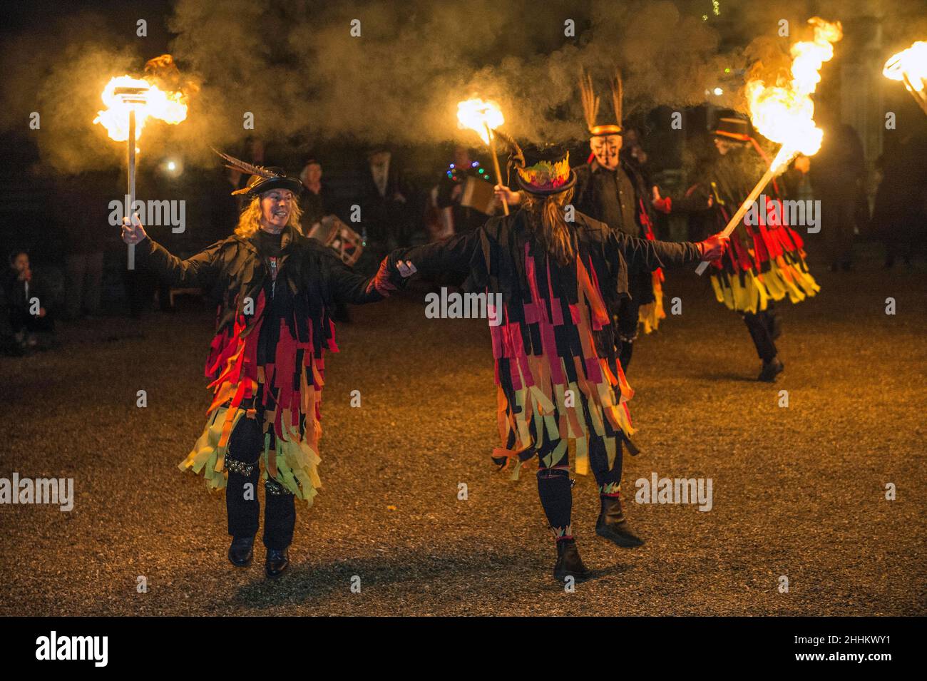 Wassailing at Michelham Priory, Sussex 2022 blessing of the orchards to ensure a good harvest for the year to come. Picture Terry Applin Stock Photo