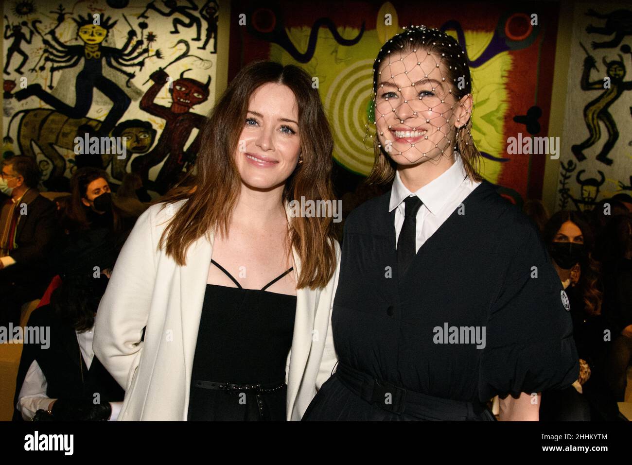 Claire Foy and Rosamund Pike attend the Dior Haute Couture Spring
