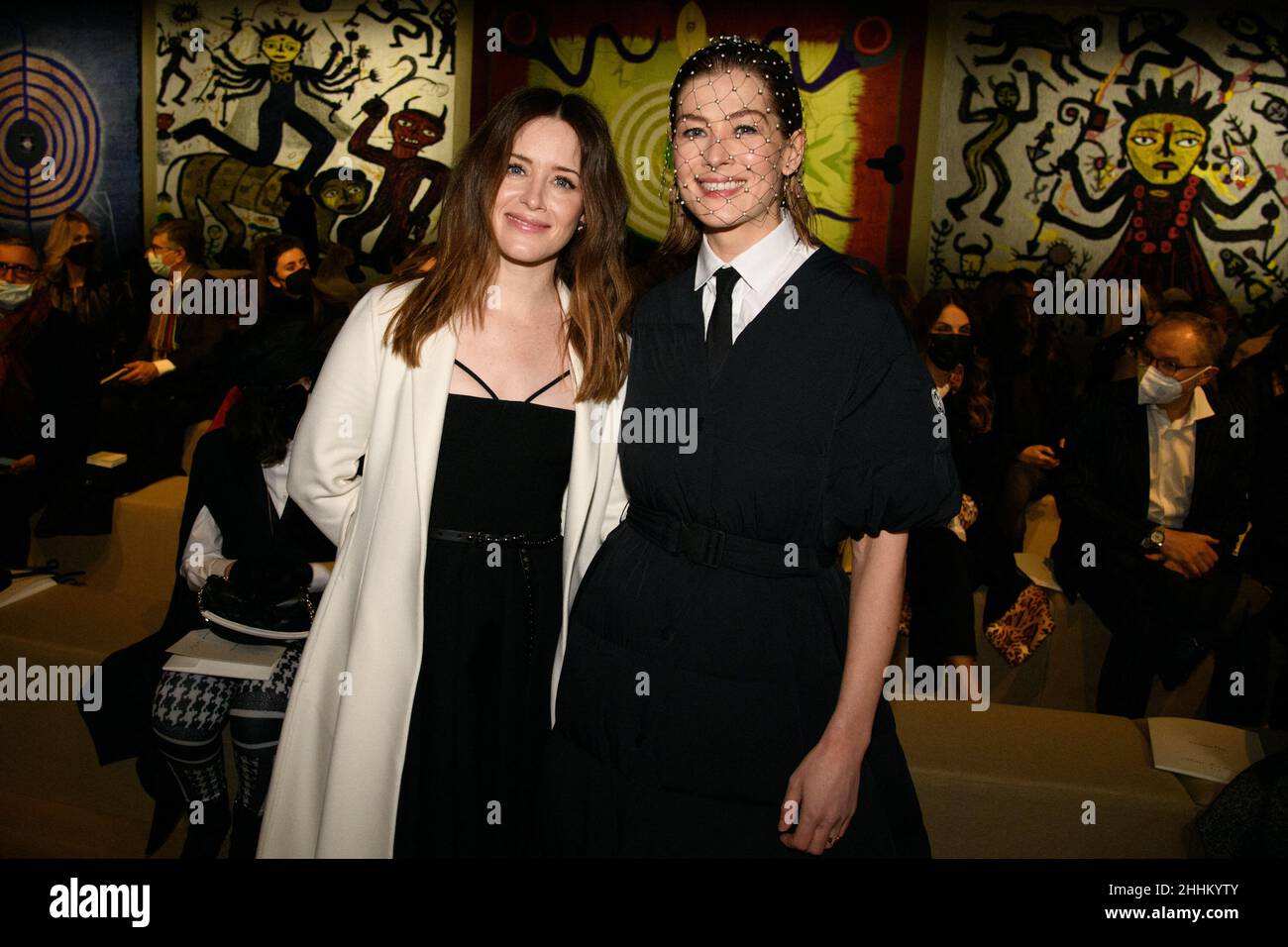Claire Foy and Rosamund Pike attend the Dior Haute Couture Spring